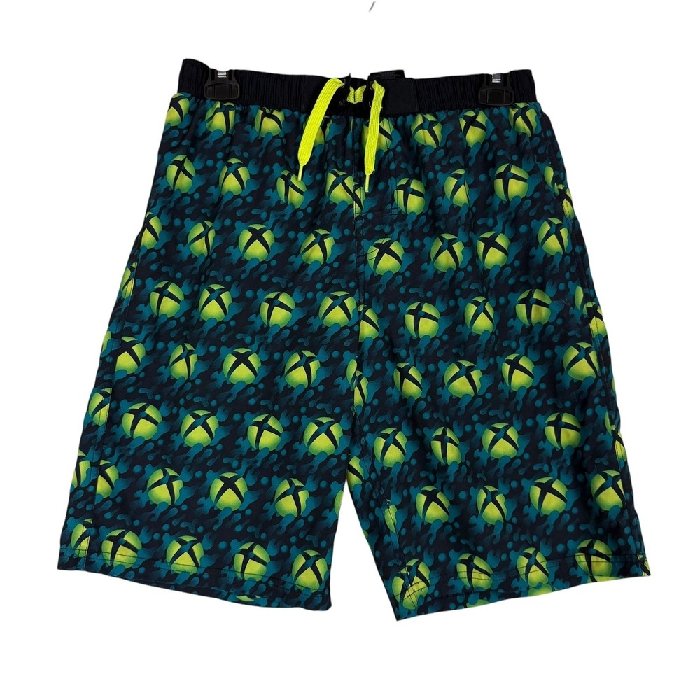 Xbox Swim Trunks Boys 14-16 Green Logo Print Board Shorts Drawstring Lined